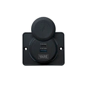 YARE Flush Mount Charger - 50W 12/24 Volt Dual USB (30W UAB-C +20W USB-A) Black